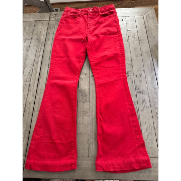 MOTHER High Waisted Weekender Skimp Haute Red Second Chance Flare Jeans Size 29 - Picture 1 of 4